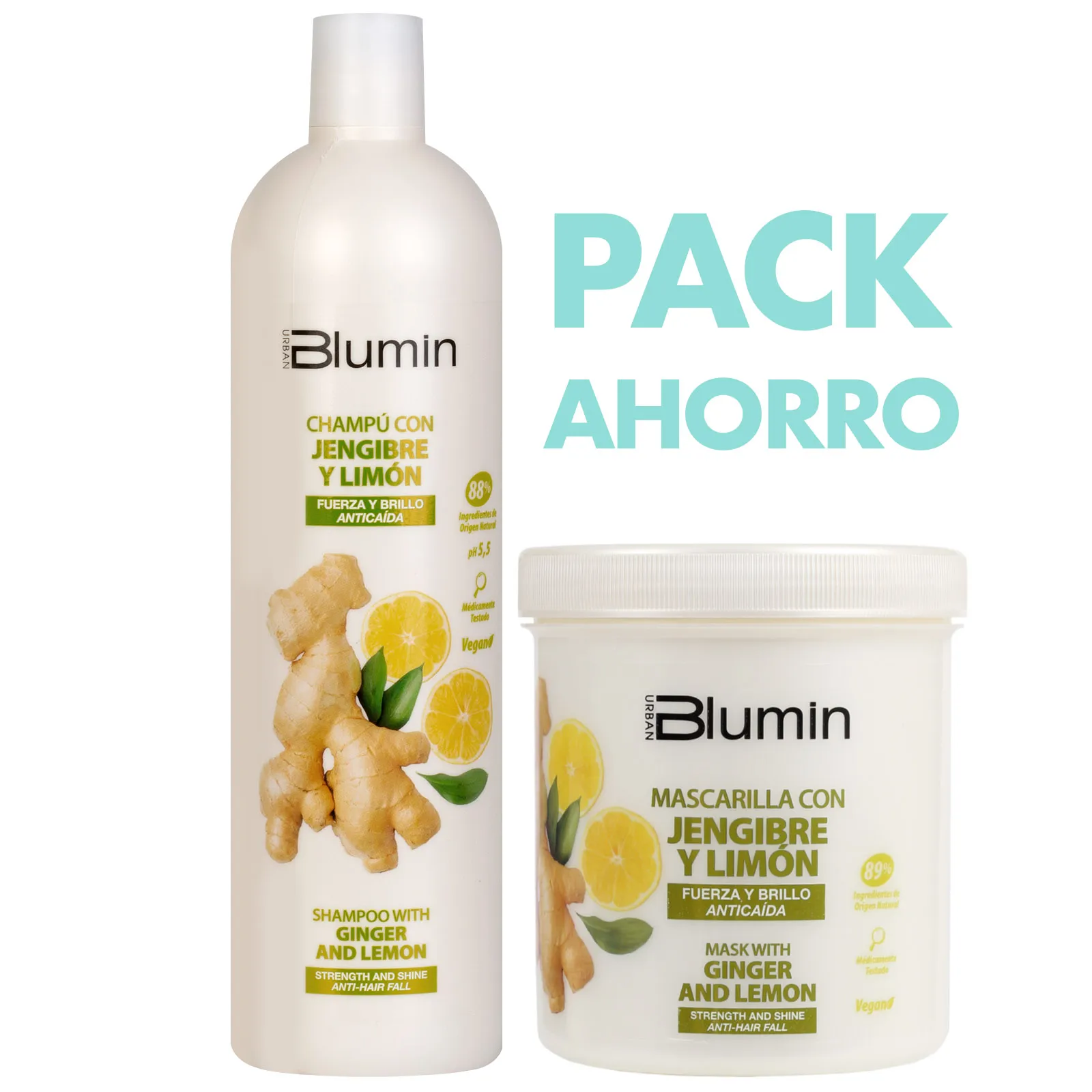 Pack Champú Mascarilla capilar Jengibre y Limón | Tahe