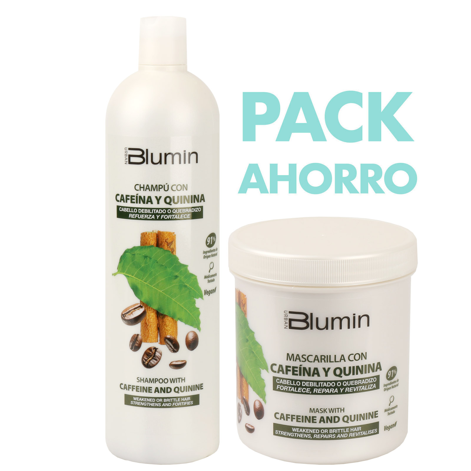 Pack Blumin fortificante con Cafeína y Quinina | Champú Mascarilla