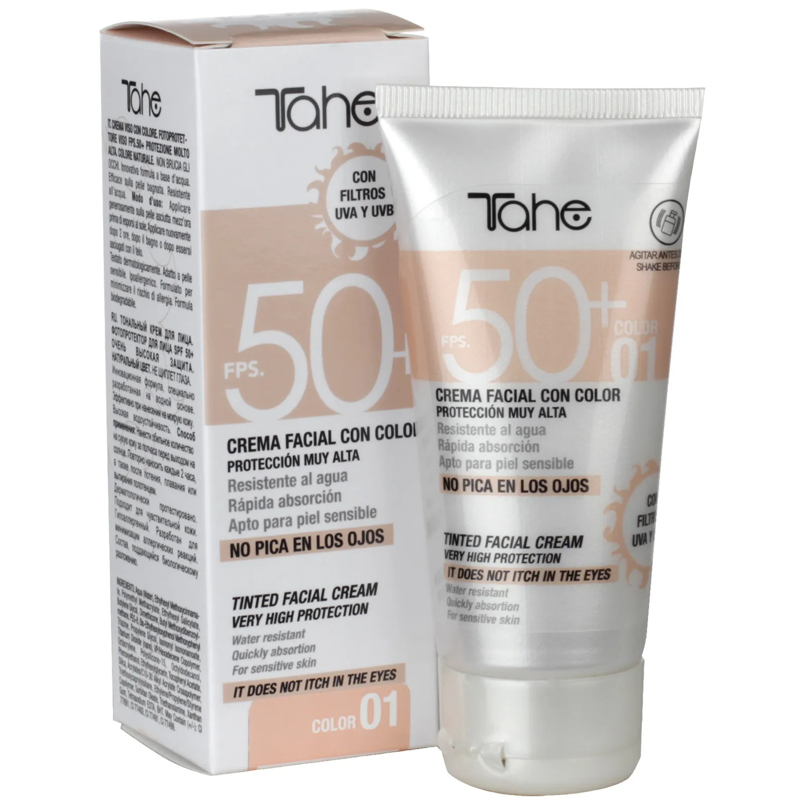 Crema facial con color y alta protección solar 50 | Tahe