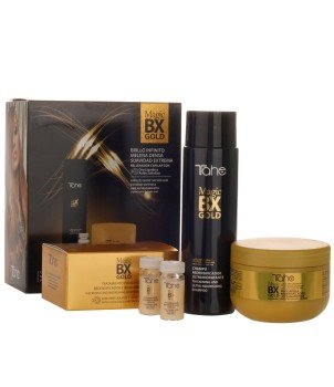 Pack Cabellos secos Champú Mascarilla Tratamiento Magic BX Gold | Tahe