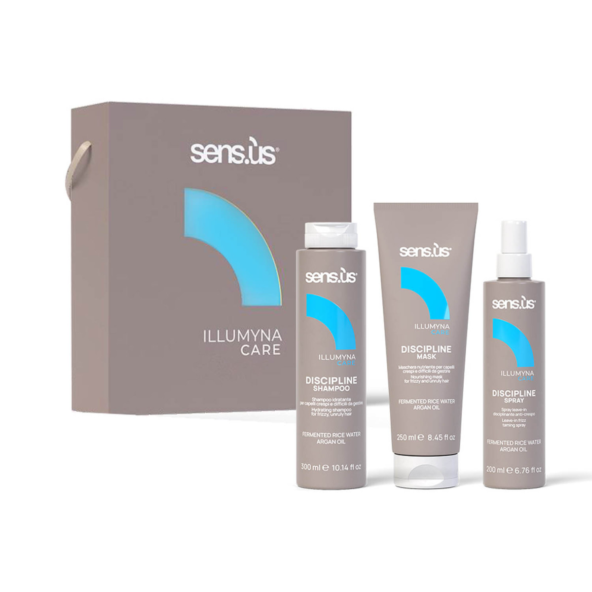 Kit Illumyna - Discipline - Floractive: Discipline Champoo 300 ml + Discipline mask 250 ml + Discipline spray 200 ml